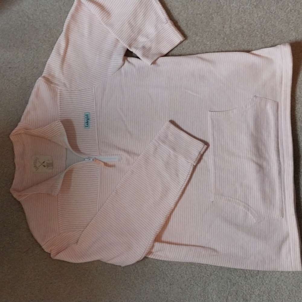 Lake Girl sweatshirt pink/white stripe